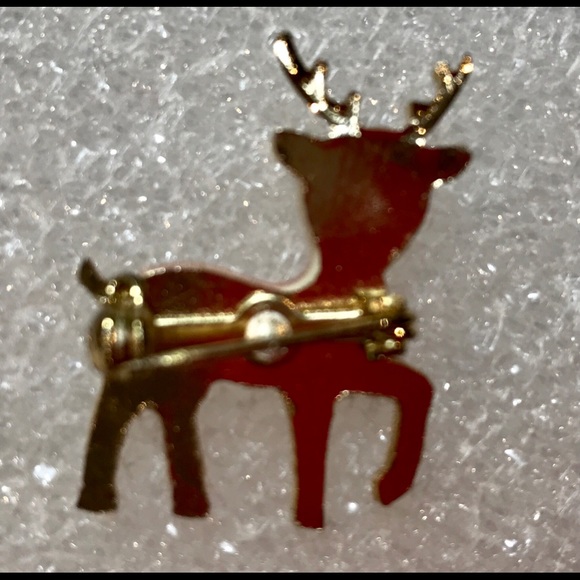 Vintage Crystal Sugar Reindeer Pin - Picture 4 of 4